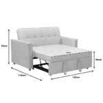 2 seater sofa-bed Commit fabric in beige-grey color 142x93x90 cm - Слика 6