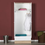 Wardrobe Prue with 2 doors in white-sonoma colour 80x52x198cm - Слика 2