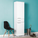 Multipurpose cabinet Chad in white gloss color 45x40x187cm - Image 2