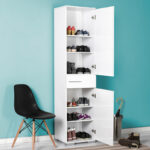 Multipurpose cabinet Chad in white gloss color 45x40x187cm - Image 3