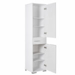 Multipurpose cabinet Chad in white gloss color 45x40x187cm - Image 4