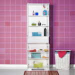 Multipurpose cabinet Chad in white gloss color 60x40x187cm - Image 3