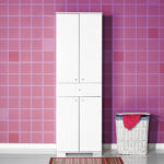 Multipurpose cabinet Chad in white gloss color 60x40x187cm - Image 4
