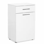Bathroom cabinet Chad with laundry basket in white gloss color 52x38x83cm