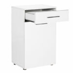 Bathroom cabinet Chad with laundry basket in white gloss color 52x38x83cm - Image 4