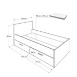 Bed Maeve with storage space in white sonoma 90x190cm - Слика 6