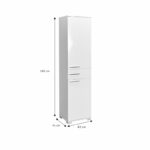Chad wardrobe with drawers white gloss 45x40x188cm - Image 6