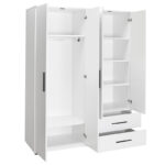 Wardrobe with 4 doors and drawers Dynamic white colour 137x52x187cm - Слика 2