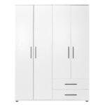 Wardrobe with 4 doors and drawers Dynamic white colour 137x52x187cm - Слика 4