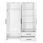 Wardrobe with 4 doors and drawers Dynamic white colour 137x52x187cm - Слика 5