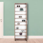 Entrance furniture-shoe cabinet Porto with mirror 25 pairs natural 60x36x187cm - Слика 5