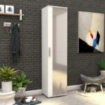 Entrance furniture-shoe cabinet Kanav with mirror 20 pairs white 45x36x187cm - Слика 2