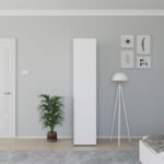 Oryana column wardrobe with shelves in white diamont shade 45x62x210cm - Image 3