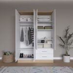 Harmony four-door wardrobe in oak-white shade 137x52x198cm - Слика 2