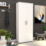 Rafin double-door shoe cabinet in white 76x36x187cm - Image 2