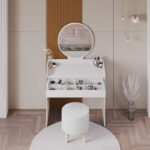 Bedroom vanity with mirror Nashi I in mink shade 90x47x147cm - Слика 2
