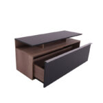 Temano TV cabinet in black gloss-walnut shade 117x40x48cm - Слика 2