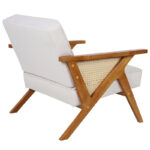 Armchair Claudia fabric beige-pvc rattan-rubberwood natural - Слика 2