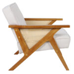 Armchair Claudia fabric beige-pvc rattan-rubberwood natural - Слика 3