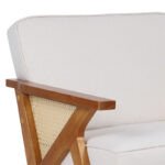 Armchair Claudia fabric beige-pvc rattan-rubberwood natural - Слика 6