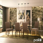 Chair Ditta with light brown pu - wooden legs walnut - Слика 2