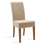 Chair Ditta with ecru fabric - wooden legs walnut