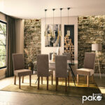 Chair Ditta with light brown fabric - wooden legs walnut - Image 2