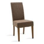 Chair Ditta with light brown fabric - wooden legs walnut