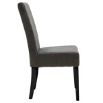 Wooden chair Ditta with dark grey fabric - wooden legs black - Image 3