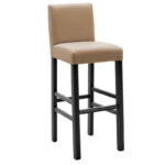 Bar stool Bari with mocha pu - wooden legs black