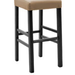 Bar stool Bari with mocha pu - wooden legs black - Слика 6