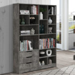 Bookcase Lucinda gray oak 120x29.8x180.5cm - Слика 2