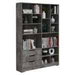 Bookcase Lucinda gray oak 120x29.8x180.5cm