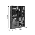 Bookcase Lucinda gray oak 120x29.8x180.5cm - Слика 3