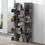 Charles melamine bookcase gray oak 90x31x182.5cm - Слика 2