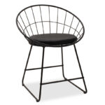 Seth chair black metal wire with black pvc cushion