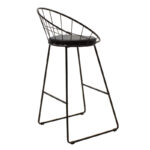 Seth bar stool black metal wire with black pvc cushion - Слика 2