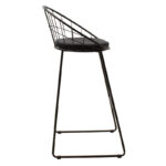 Seth bar stool black metal wire with black pvc cushion - Слика 3