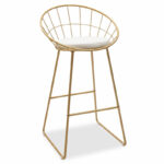 Барска столица Seth со златна метална жица и бела ПВЦ перница