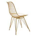 Taj metal chair golden with white PVC cushion - Image 3