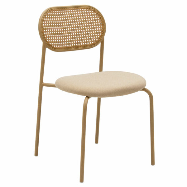 James stackeble chair pe rattan fabric beige-metal natural