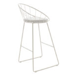 Seth bar stool white metal wire with white pvc cushion - Слика 2