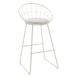 Барска столица Seth од бела метална жица со бела ПВЦ перница
