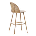 Bar stool Kace pe rattan natural-fabric natural-metal natural 43x55x102cm - Слика 2
