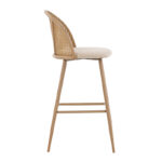 Bar stool Kace pe rattan natural-fabric natural-metal natural 43x55x102cm - Слика 3