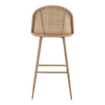 Bar stool Kace pe rattan natural-fabric natural-metal natural 43x55x102cm - Слика 5