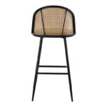 Bar stool Kace pe rattan natural-pu dark grey-metal black 43x55x102cm - Слика 5