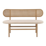 2 seater sofa Enrico chair pe rattan beige-fabric beige-metal natural 121x51.5x75cm - Слика 4