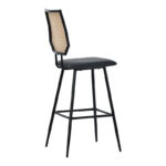 Bar stool Camilla pe rattan natural-pu black-metal black 47.5x58x117cm - Слика 2