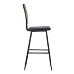 Bar stool Camilla pe rattan natural-pu black-metal black 47.5x58x117cm - Слика 3